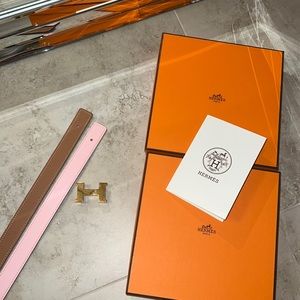 HERMES Mini H belt buckle & Reversible leather straps